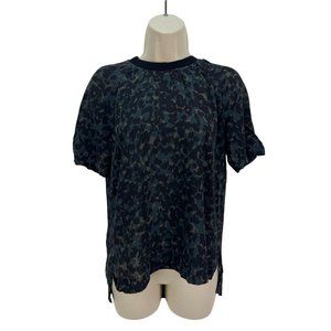 Madewell Silk Front Row Tee Ink Spot Top - Size Small Hi Low Top Short Sleeve